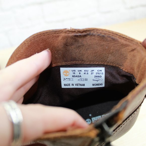 TIMBERLAND Brown Leather Heeled Ankle Boots Side Z - Picture 6 of 9